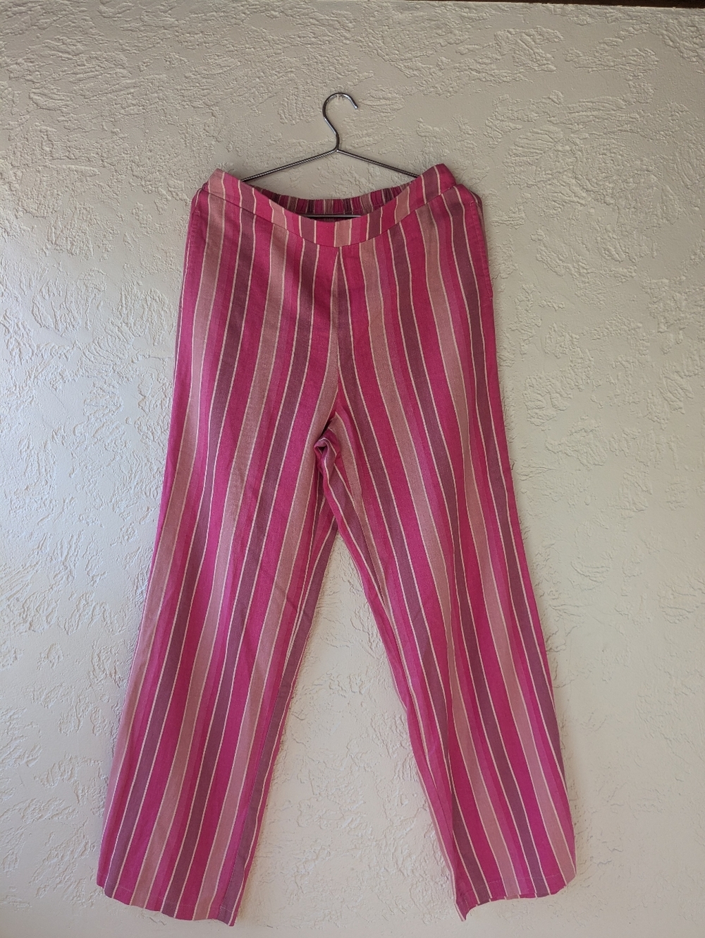 Pink Striped Wide Leg Linen Pants